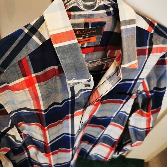Ben Sherman Shirt S Mens Cheque Blue Red Pattern buttonup - Picture 6 of 12